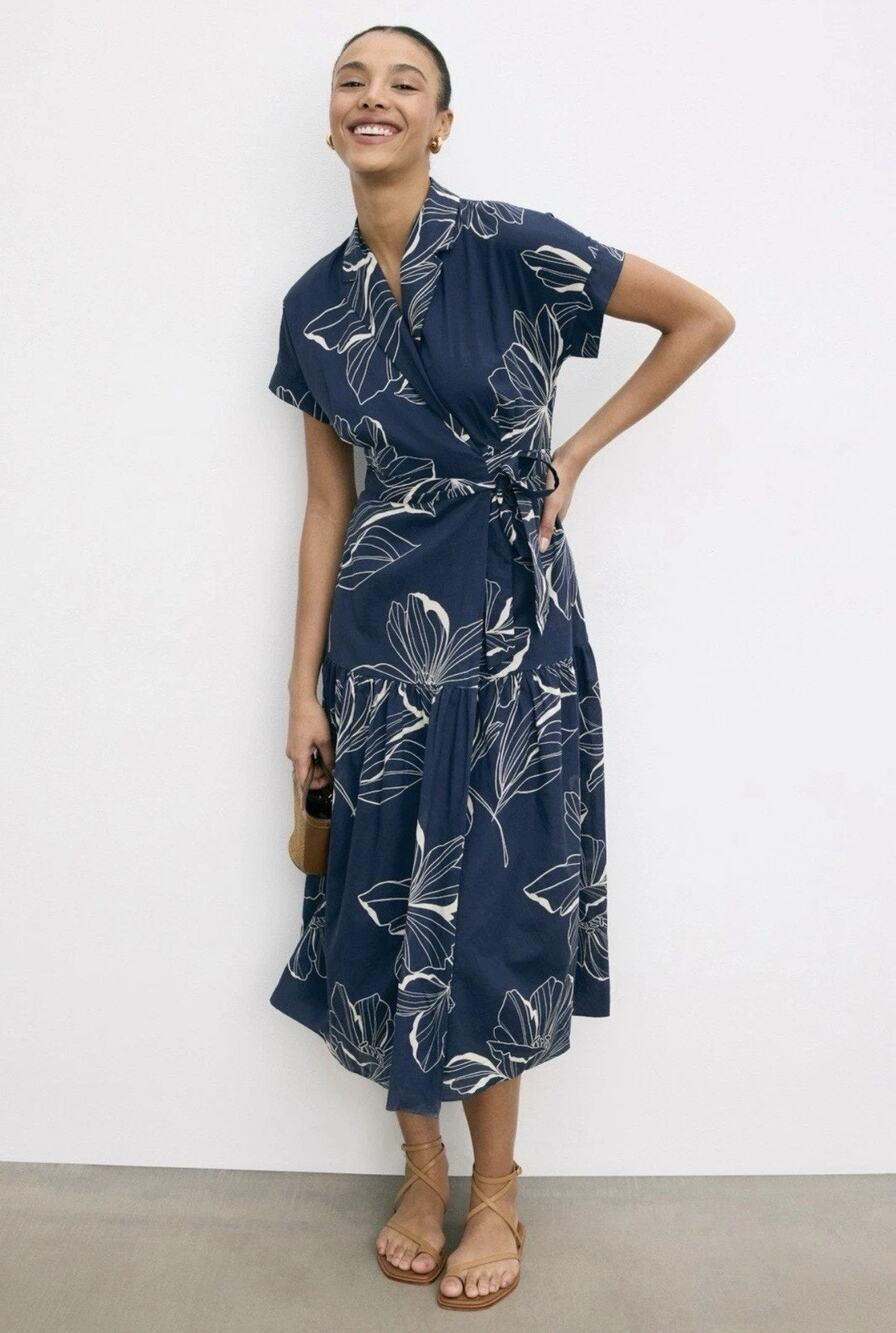 Hutch Multicolored Blue Abstract Rosen Dress Size L with Light Fabric and Small
